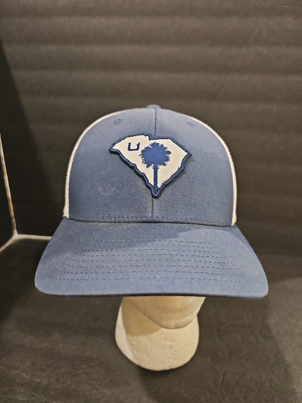 HUK Performance Fishing SC State Emblem Trucker Hat Snap Back Blue And White